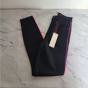 Alice + Olivia Black Skinny Jeans with Pink Trim